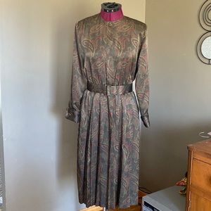 Vintage Talbots Long Sleeved Houndstooth and Paisley Dress (Size 6P)